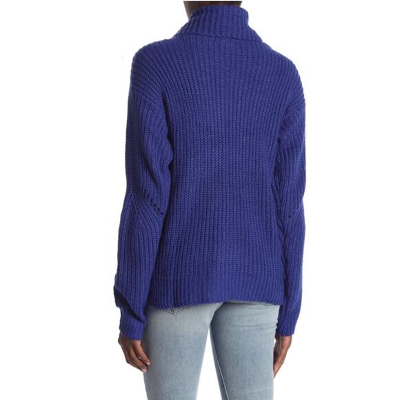 Ten Sixty Sherman Chunky Knit Cowl Neck Sweater - Blue - Medium - Picture 7 of 13